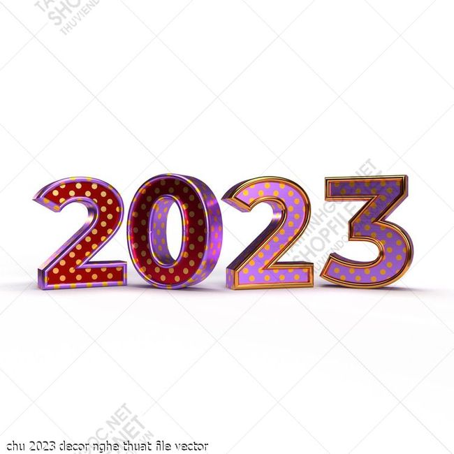 chu 2023 decor nghe thuat file vector